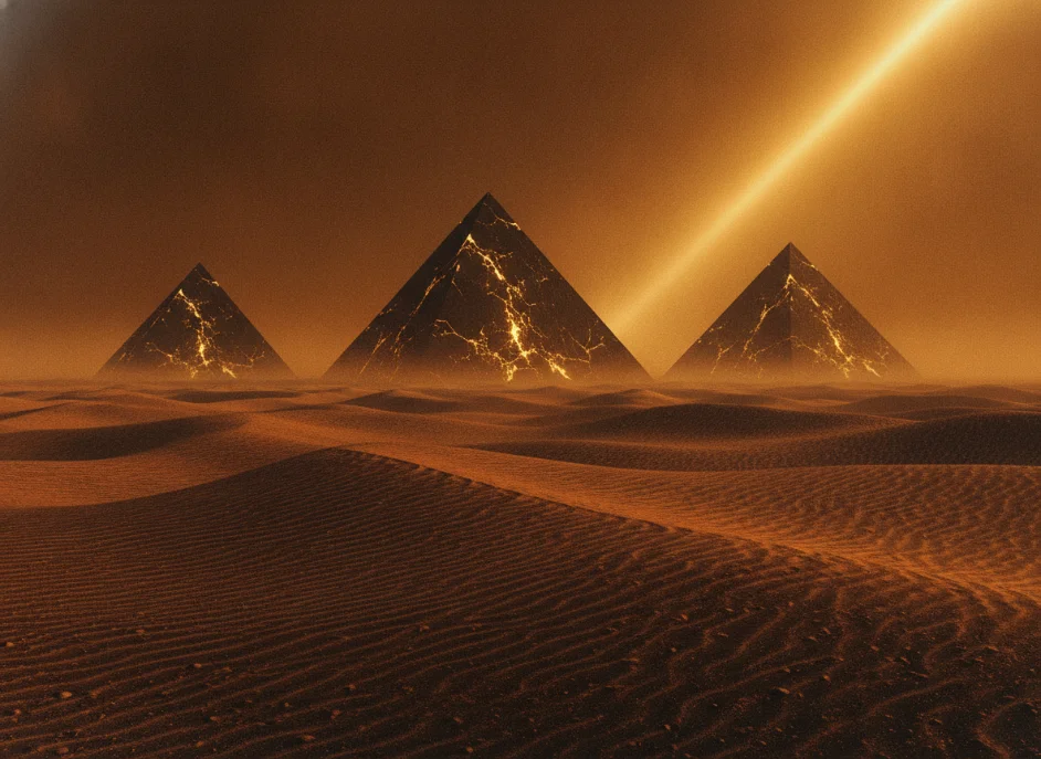 Pyramids at golden hour — Remo-B's creative talent is based in Egypt