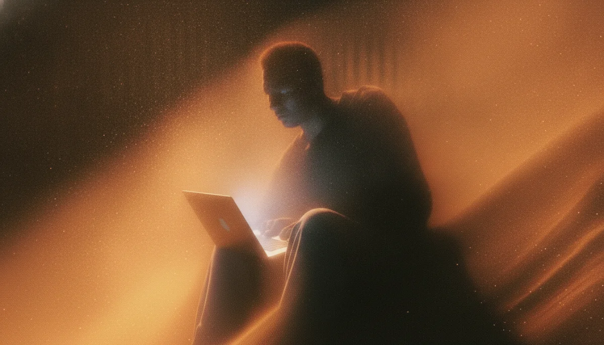 A remote designer working through a brief on a laptop